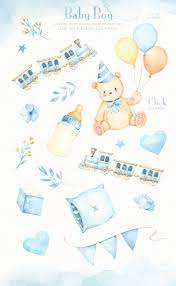 Baby Boy Watercolor Clip Arts Bear Clipart Toy Train Moon Woodland Animals Kids Clipart Nursery Decor Boy Room Kids Art Nursery Art In 2021 Watercolor Clipart Baby Illustration Art For Kids