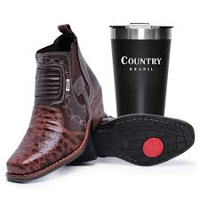 Bota Country Texana Em Couro Leg&iacute;timo + Copo T&eacute;rmico Gr&aacute;tis 43