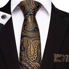 Black And Gold Paisley Vest Black And Gold Paisley Necktie Set Dbg213 Toramon Necktie Company In 2020 Tie And Pocket Square Necktie Set Paisley Tie