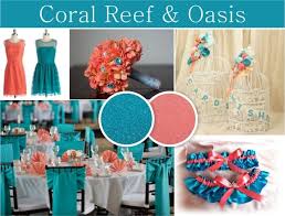 Coral Reef And Oasis Color Combination Beach Themed Wedding Coral And Teal Colors Coral Wedding Themes Coral Color Schemes Coral Reef Color