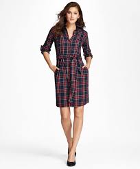 Tartan Cotton Flannel Shirt Dressnavy Red Womens Flannel Dress Flannel Shirt Dress Cold Outfits