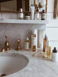 marble shelf above sink as extension of backsplash easy home decor bathroom trendy black hanging wall
