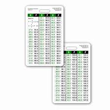 temperature conversion chart vertical badge id card pocket reference guide