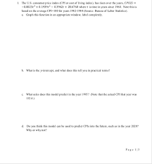 Solved The U S Consumer Price Index Cpi Or Cost Of Livi