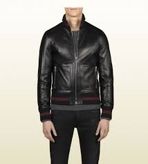 Gucci Black Leather Bomber Jacket Black Leather Bomber Jacket Leather Outerwear Mens Outdoor Jackets
