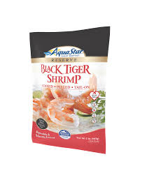 Black Tiger Shrimp Cooked Peeled Tail On Aqua Star