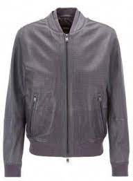 Hugo Boss Perforated Sheepskin Leather Jacket Gerroy 38rgrey Leatherjacketsformenyellow