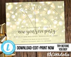 Editable New Years Eve Party Invitation Template Bokeh Clock Printable Elegant Company Dance Party Invite Template New Years Eve Events New Years Eve Party