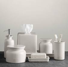 We usually think of trays as tools for serving food. Flatiron Union Stoneware Accessories Collection White Bathroom Accessories Bath Accessories Flat Iron