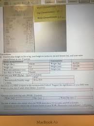 Solved Waist Circumference z7 Hip Circumference: 24 STANDARD | Chegg.com