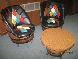 Retro Brothers Furniture Corp Whiskey Barrel Swivel Lounge Chairs Pub Table Pub Table Whiskey Barrel Brothers Furniture