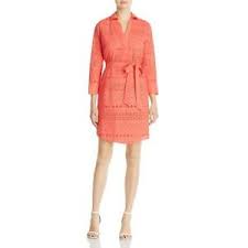 Details About Foxcroft Nyc Womens Cuff Sleeves Eyelet Casual Shirtdress Bhfo 2320