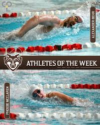 bonniesswimdive swept this week's @cplteam student-athlete of the week  awards 🎉 Senior Alexander Behr and freshman Phoebe McClaren both recorded  two individual wins against Cleveland State last weekend👊 #Unfurl