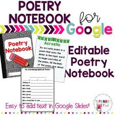 Distance Learning Digital Poetry Notebook For Google Drive Poetry Notebooks Digital Poetry Poetry Terms