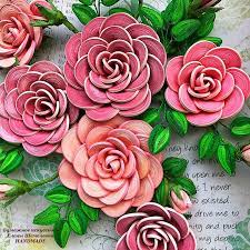 Quilling Roses Paper Art Flowers 3d Picture Of Flowers Etsy Quilled Paper Art Paper Flowers Rose Art
