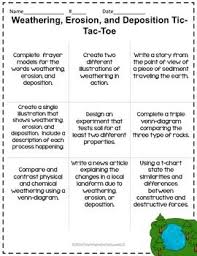 Weathering Erosion And Deposition Tictactoe Choice Board Earth Science Lessons 6th Grade Science Elementary Science