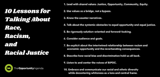 100%(1)100% found this document useful (1 vote). Ten Lessons For Talking About Race Racism And Racial Justice The Opportunity Agenda