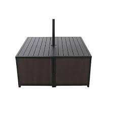3 In 1 Patio Umbrella Base Cover Table In Antique Bronze Patio Umbrella Bases Patio Umbrella Outdoor Patio Decor