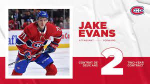 Not getting drafted until the seventh round in 2014 did not stop evans from building a great college career at notre dame and reaching the nhl. Canadiens Sign Jake Evans To A Two Year Contract Extension