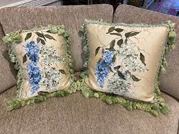 Two hand painted floral silk pillows by gia Horton of fiore for Sale in  Lantana, FL - OfferUp