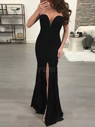 Mermaid Sweetheart Floor Length Black Prom Dress With Split Sweetheart Evening Dress Mermaid Evening Dresses Prom Dresses Uk