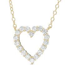 1 2 Ct T W Diamond Heart Necklace In 14k Gold Zales In 2020 Heart Necklace Diamond Diamond Heart Diamond