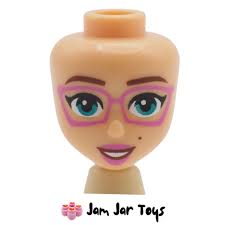 LEGO Friends Prof. Béatrice Minidoll Head; Light Nougat With Dark Pink  Glasses. MDH9