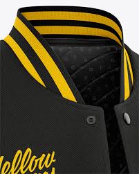 Download Men S Letterman Jacket Or Varsity Jackets Front Half Side View In Apparel Mockups On Yellow Images Object Mockups