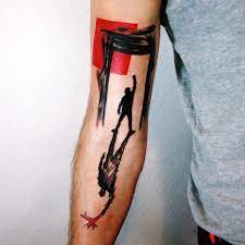 I saw a tattoo competion with a woman covered in butterflies… absolutely brilliant overall effect. 50 Artsy Tattoos For Men Artistic Ink Design Ideas Artsy Tattoos Trash Polka Tattoo Designs Tattoos For Guys