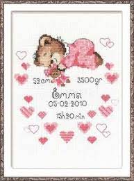 Cross stitch kits, patterns and rubber stamps by theangelsnook. Girl Birth Sampler Cross Stitch Kit By Riolis The Happy Cross Stitcher