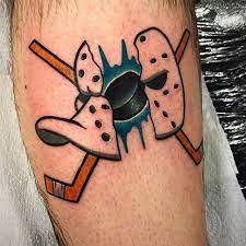 Tattoo uploaded by Robert Davies • Mighty Ducks Split Tattoo by Matt  Daniels #mightyducks #popculture #popculturesplit #splitdesign  #popcultureartist #MattDaniels #StickyPop • Tattoodo
