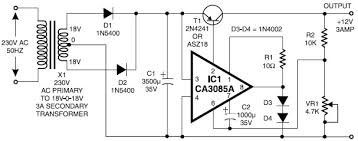 This block diagram shows how the ac voltage is regulated in the circuit. 12v 3a Regulated Power Supply Scheme Diagram Power Supply Circuits