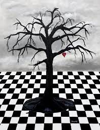 Black Tree Red Hanging Heart Alice In Wonderland Paintings Artistic Tree Black Tree