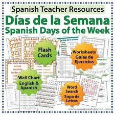 Days Of The Week In Spanish Worksheets Wall Charts And Flash Cards