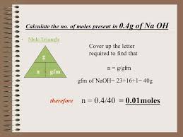 Calculations In Chemistry To Calculate The Number Of Moles In A Solid We Use The Following Mole Triangle G N Gfm G Mass In Grams N Number Of Moles Ppt Download