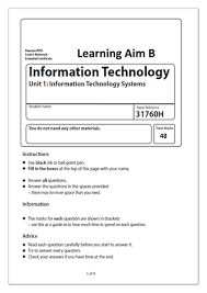 Btec Ict Level 3 Unit 1 Information Technology Systems Learning Aim B Teaching Resources
