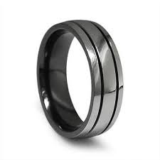 Edward Mirell Men S 7 0mm Titanium Wedding Band With Black Grooves Zales Titanium Wedding Band Mens Titanium Wedding Band Mens Wedding Bands