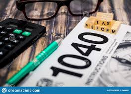Tax Reform Still Life Concept With Tax Form 1040 Calculator