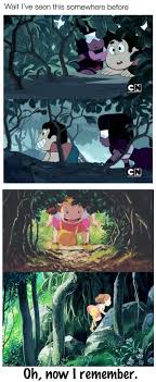 See I Knew Where That Reference Came From Cause Totoro Is One Of My All Time Favorite Movies Steven Universe Gem Steven Universe Fanart Steven Universe Memes