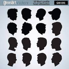 16 Men 39 S Head Silhouette Men 39 S Head Profiles Clipart Vector Graphic Black And White Instant Download Silhouette Man Female Profile Silhouette