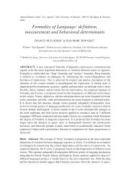 It does not generally provide for removal or deletion of inaccurate information. Pdf Formality Of Language Definition Measurement And Behavioral Determinants