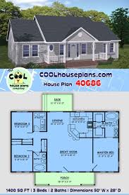 This one story home plan offers vaulted ceilings in master bedroom and a tray ceiling in great room making the house feel really larger than it is. Ranch Style House Plan 40686 With 3 Bed 2 Bath House Plans Farmhouse Floor Plans Ranch Affordable House Plans