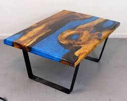 River Tables Wood Coffee Tables Resin Tables Wood Epoxy Etsy In 2020 Blue Dining Tables Resin Table Coffee Table Wood
