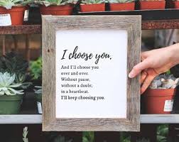 Gift For Wife I Choose You Sign Anniversary Gift Wedding Gift Bedroom Decor Far Diy Gifts For Girlfriend Easy Diy Decor Rustic Country Wedding Decorations