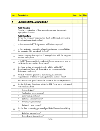 audit checklist for information systems