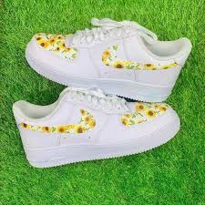 Custom Nike Sunflowers Air Force 1 In 2020 Nike Air Shoes Jordan Shoes Girls Cute Shoes