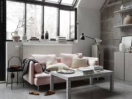 Some Inspiration From Ikea Livet Hemma Today With Two Very Different Living Room Looks The First Is A Soft Ikea Living Room Pink Sofa Living Room Living Room