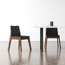 Torrance collection upholstered dining chair with rubbed black wood. Modern Black Dining Chairs Allmodern