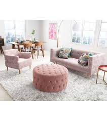 Pink Velvet Tufted Round Coffee Table Ottoman Table Decor Living Room Ottoman Ottoman Coffee Table