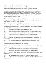 If you have a final paper, location your immediate order at any moment and choose a 3, 6, 12 or 24 hour choice. Calameo Research Experience Essay Great And Powerful Ideas For Students